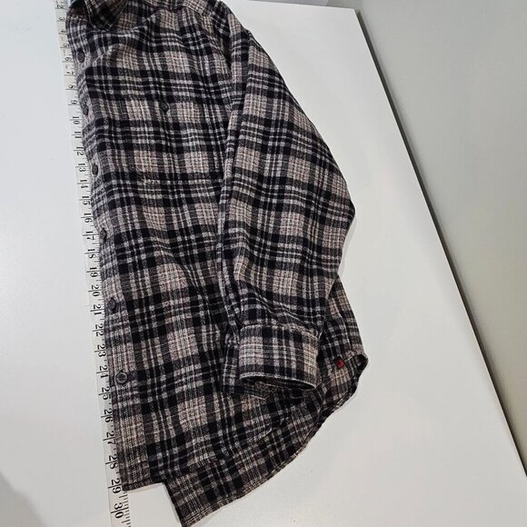 Woolrich Shirt Mens Large Gray Black Plaid Cotton Flannel Button Up Gorpcore - Picture 8 of 8